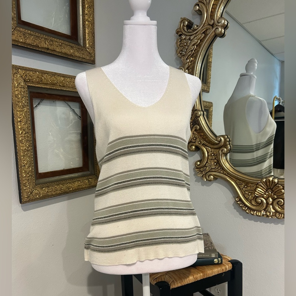 Casual Corner Striped Knit Sleeveless Sweater